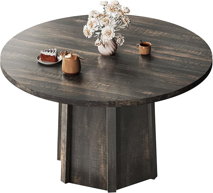 DWVO 47" Round Dining Table for 4-6 People Farmhouse Industrial Dinning Room - Image 7
