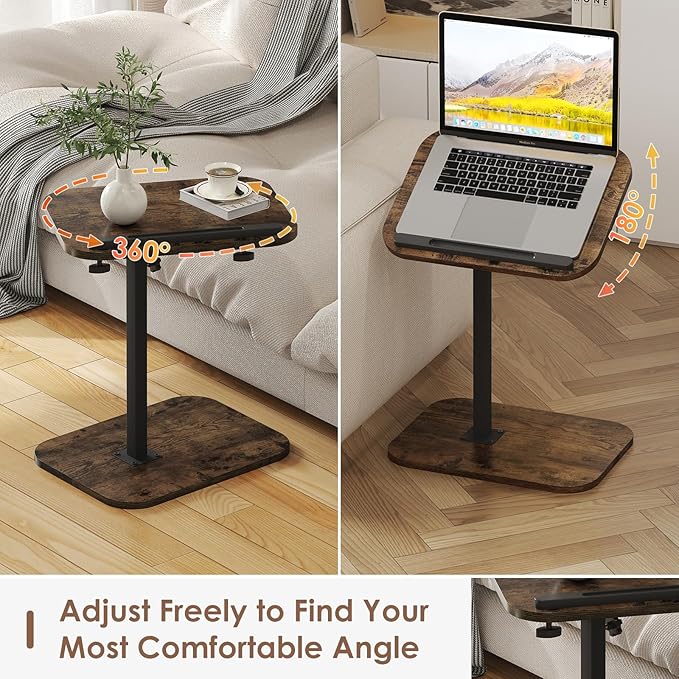 Sofa Couch Arm Table Tv Tray Small Bed Stand C Shaped Side End Tables - Image 3