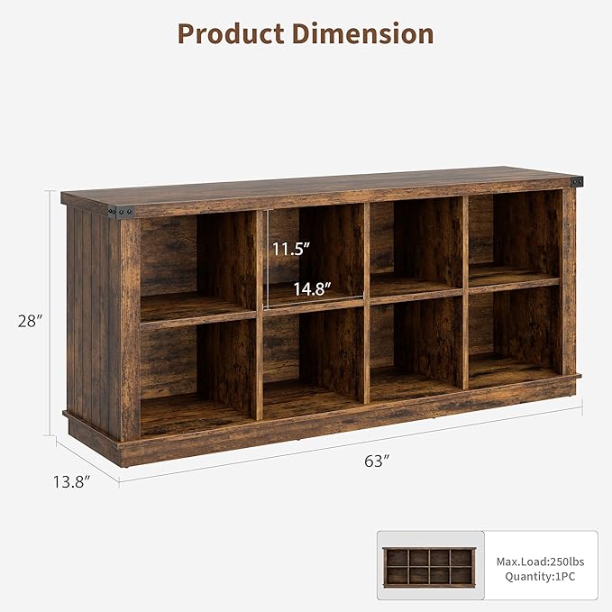GarveeHome 8 Cube Storage Organizer Bookshelf, 3 Tier Farmhouse Horizontal - Image 2