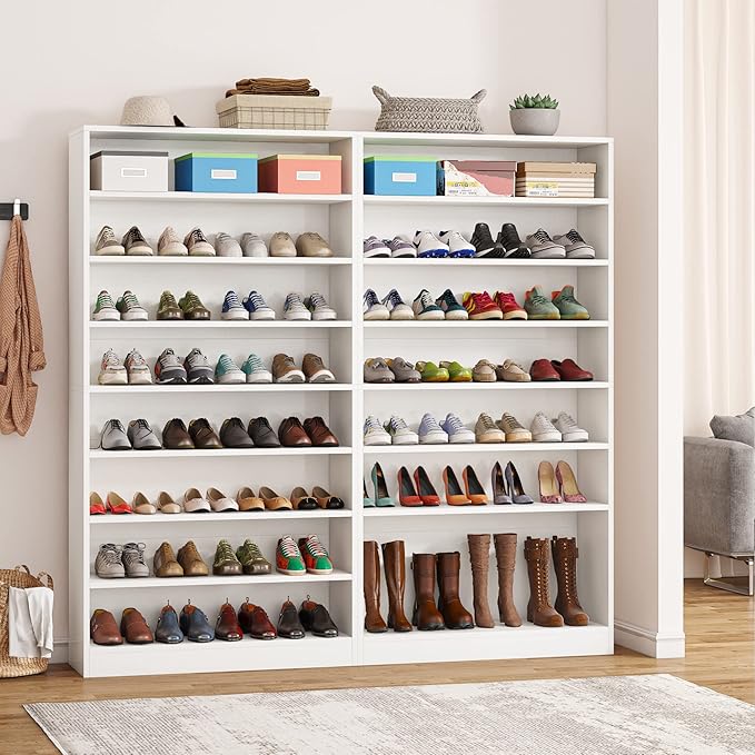 Tribesigns Shoe Cabinet, 9 Tiers 40-45 Pairs Heavy Duty Wood Freestanding Shoe - Image 7