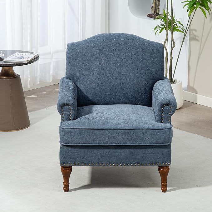 Ball & Cast Accent Chair with Nailhead Trim Armchair, Comfy Chenille Club Sofa by BallCast