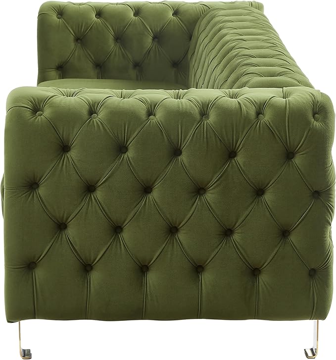 Merax Comfy 3-seat Sofa with Tufted Back and Arm and Gold Iron Legs, Modern - Image 5