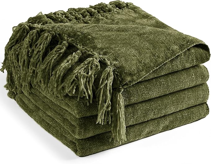 Chenille Throw Blanket for Couch 60"X 80" Twin, Soft Cozy Throws by LONGCREATE