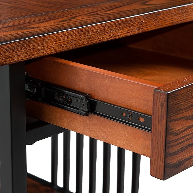 Leick Home Ironcraft Coffee Table, Solid Wood, 2 Drawers, 1 Display Shelf - Image 5