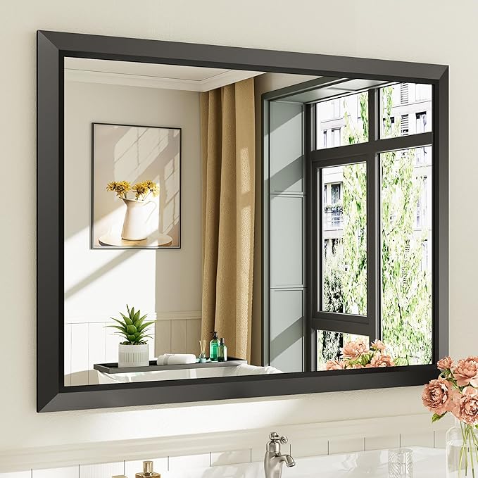 40x30 Inch Black Bathroom Mirror by Briivuemodernmirrors