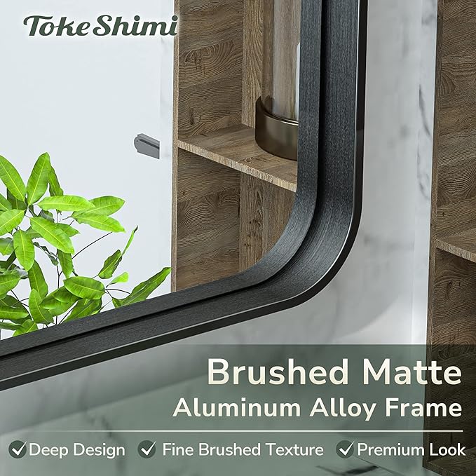 TokeShimi Arched Black Wall Bathroom Mirror 26x38 Inch - Image 3