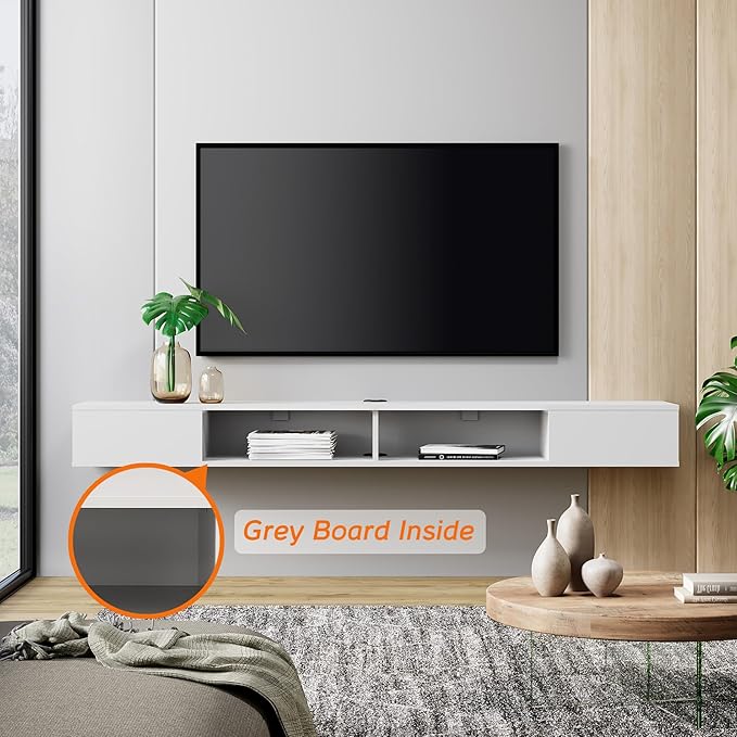 WAMPAT 70 inch Floating TV Stand, Entertainment Center Media Console, Wall - Image 5
