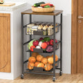 Kitchen Storage Cart with Wheels, 4-Tier Metal Utility Rolling Cart Fruit by XYZLVSI