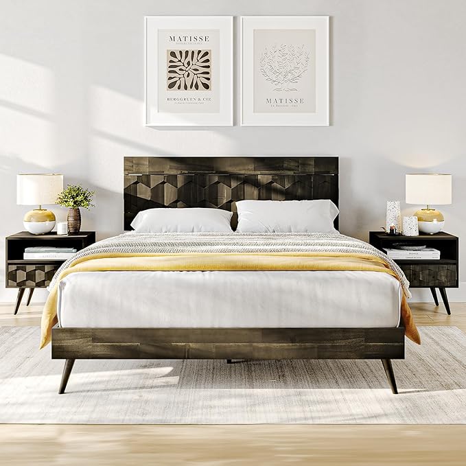 Bme Georgina Signature Mocha Bed Frame, Queen Bed Frame and Headboard by Bme