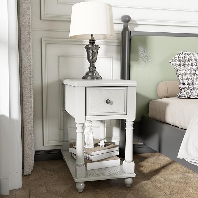 LEEMTORIG Solid Wood End Table Narrow Side Table - Image 2