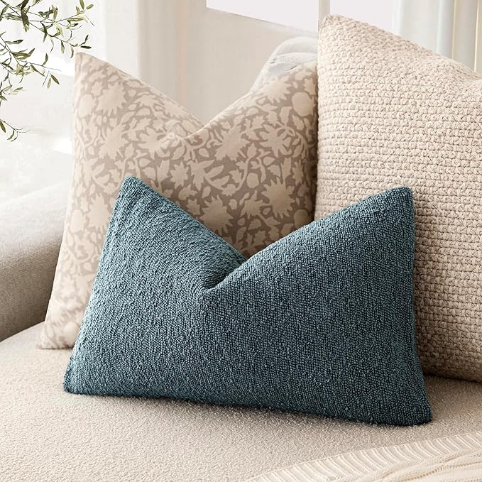 Foindtower Pack of 2 Textured Boucle Throw Pillow Covers Accent Solid - Image 5