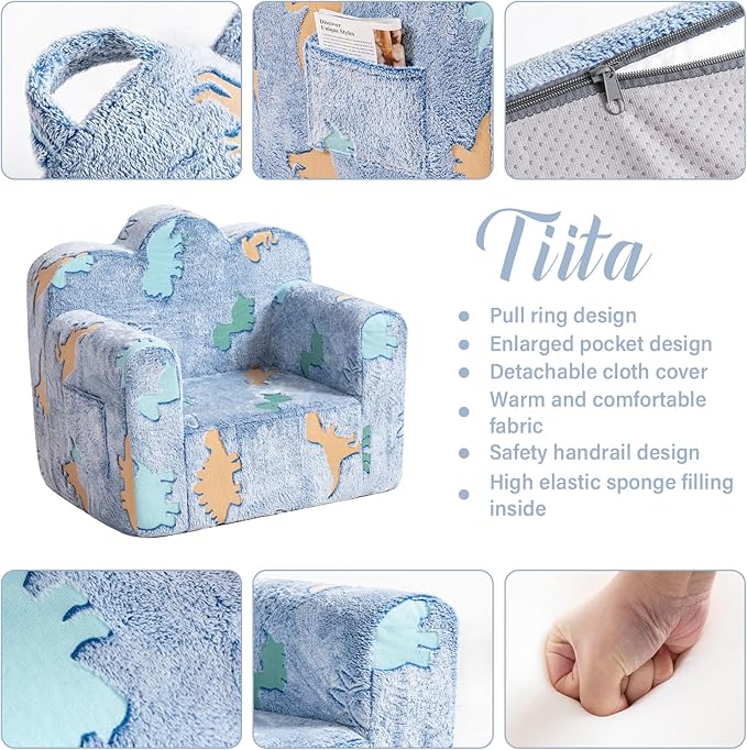 Tiita Kids Couch Plush Toddler Chair, Cloud-Like Glow in The Dark Kids Sofa - Image 4