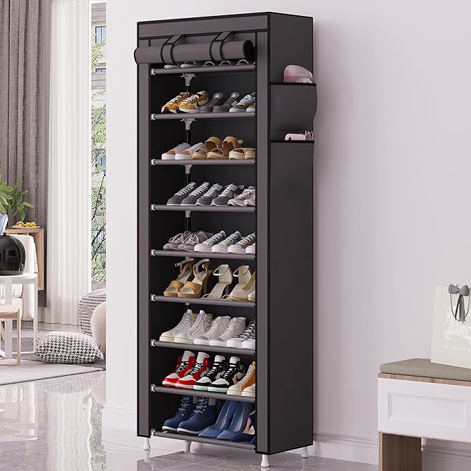 Calmootey 9 Tier Shoe Rack Organizer, Portable Shoe Shelf - Image 2