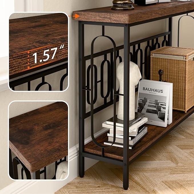 Industrial Console Table for Entryway, Rustic Console Table Behind Couch - Image 5
