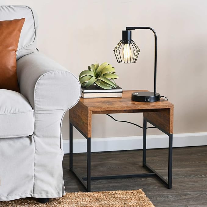 Household Essentials Wrap Square Side End Table Rustic Hickory Wood Grain and - Image 2