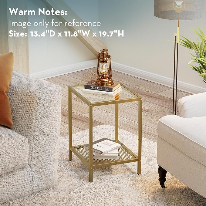 SAYGOER Glass Side Table Small Gold End Table - Image 5