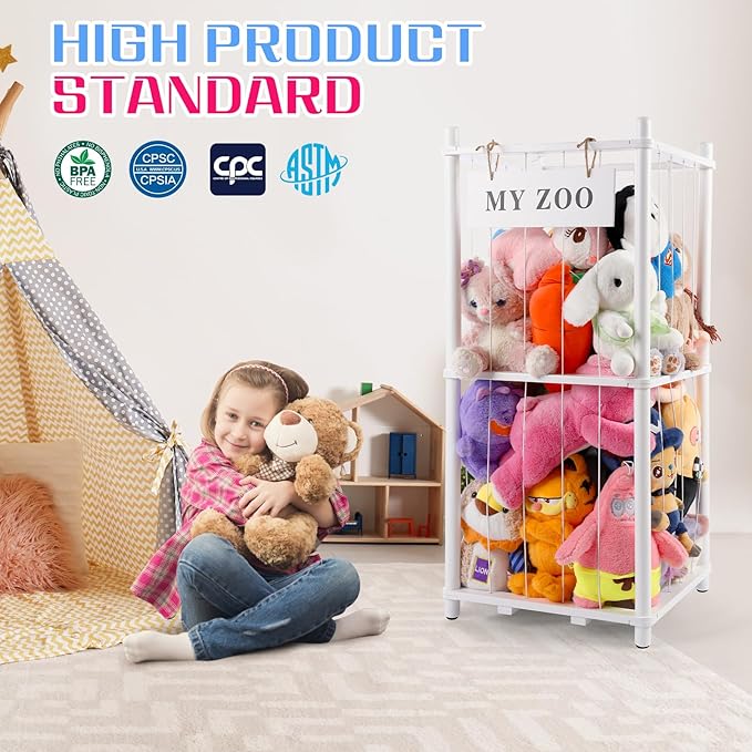 Stuffed Animal Storage Zoo, Wooden Stuffed Animal Organizer - Image 3