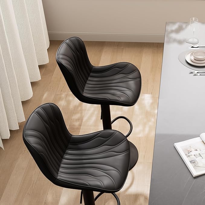 YOUNIKE Black Bar Stools Sset of 4 Modern Swivel Counter Height Bar Chair - Image 6