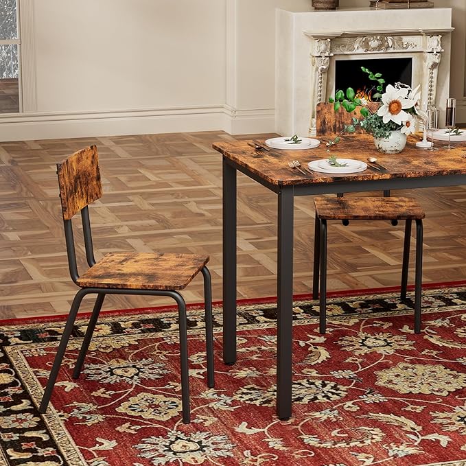5-Piece Dining Table Set with 4 Chairs, Rectangular Dining Room Table Set with - Image 3