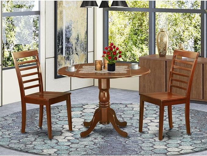 East West Furniture DLML3-MAH-W 3 Piece Modern Dining Table Set Contains a - Image 7