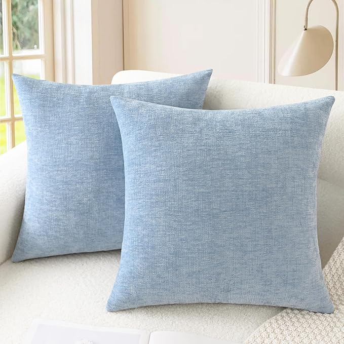 CaliTime Throw Pillow Covers Decorative 18 X 18 Inches Pack of 2 Cozy Chenille by CaliTime