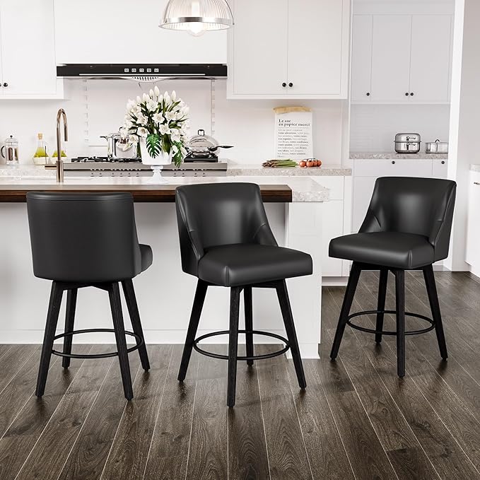 Counter Height Swivel Bar Stools Set of 3, 26 Inch Bar Stools by AMICLIBER