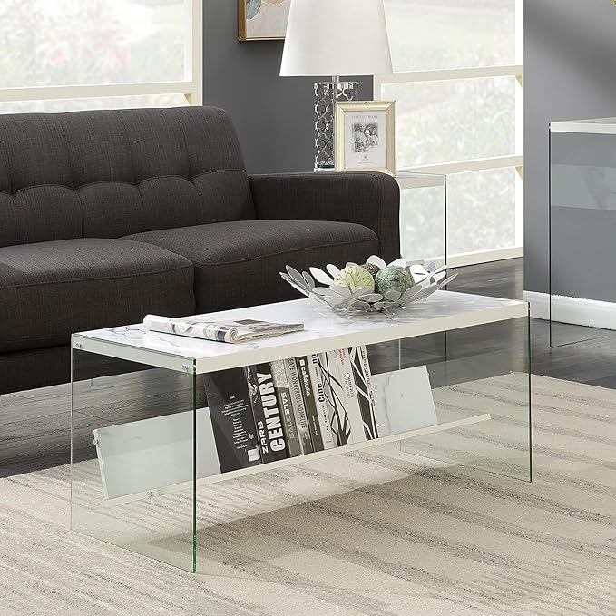 Convenience Concepts SoHo Glass Modern Living Storage Shelf, Contemporary - Image 2