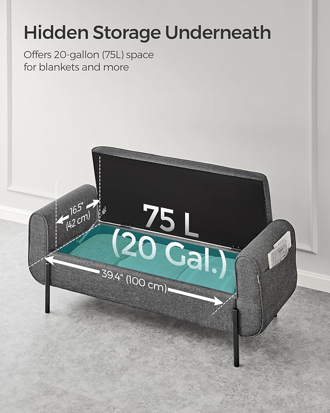 SONGMICS Storage Bench with Armrests, Ottoman - Image 8