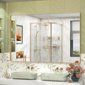55x36 Inch Gold Framed Bathroom Mirror, Rectangle Brushed Gold Metal Vanity by VANLIOBathroomMirror