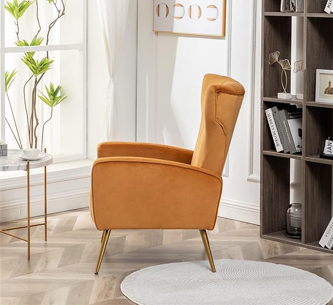 Container Furniture Direct Modern Velvet Accent Chair, Channel Tufted Bedroom - Image 6