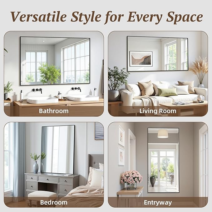 Bathroom Mirror 40" x 30", Large Rectangle Wall Mirror, Entryway Decor - Image 7