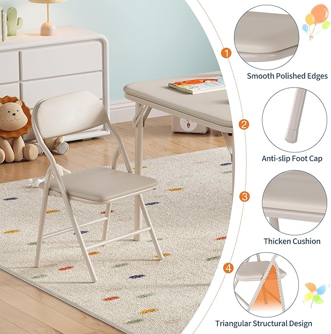 IDEALHOUSE 3 Piece Folding Kids Table and Chairs Set, Children Activity Table - Image 5