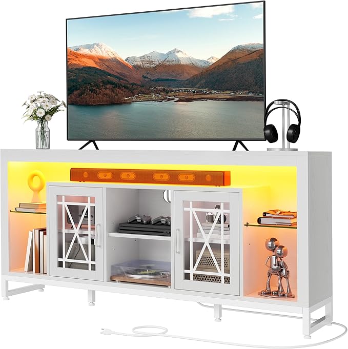 YITAHOME 33.5'' Tall TV Stand for 75 inch TV, LED Entertainment Center - Image 8