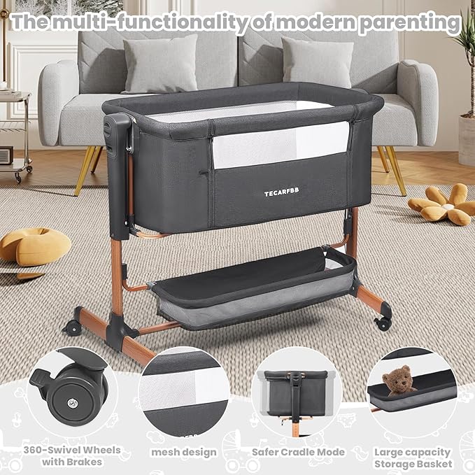 Baby Bassinet, 3 in 1 Bedside Sleeper - Image 6