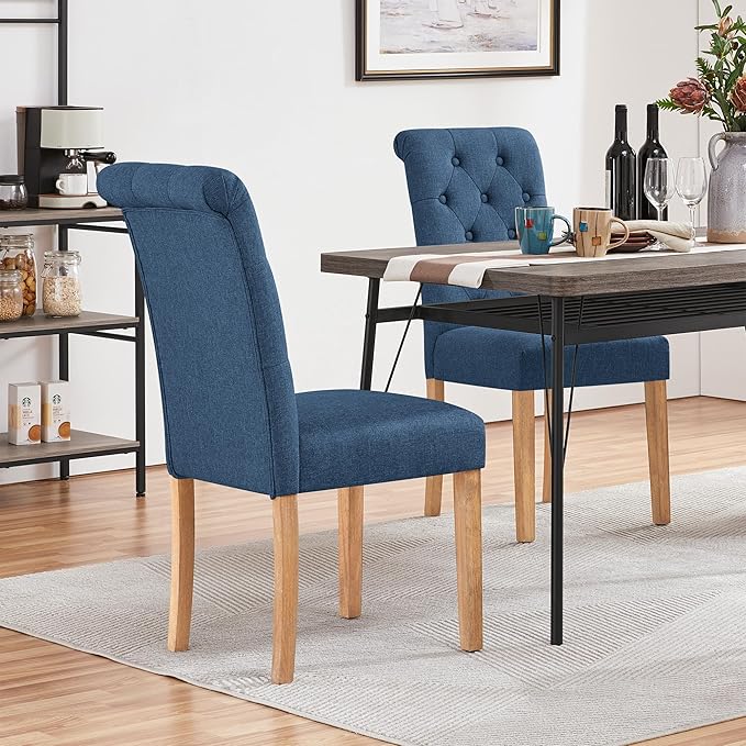 Yaheetech Dining Chairs Set of 4 Fabric Upholstered Dining Room Chairs - Image 4