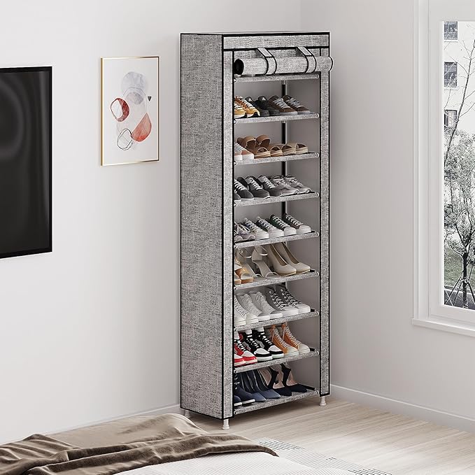 Calmootey 9 Tier Shoe Rack Organizer, Portable Shoe Shelf - Image 5