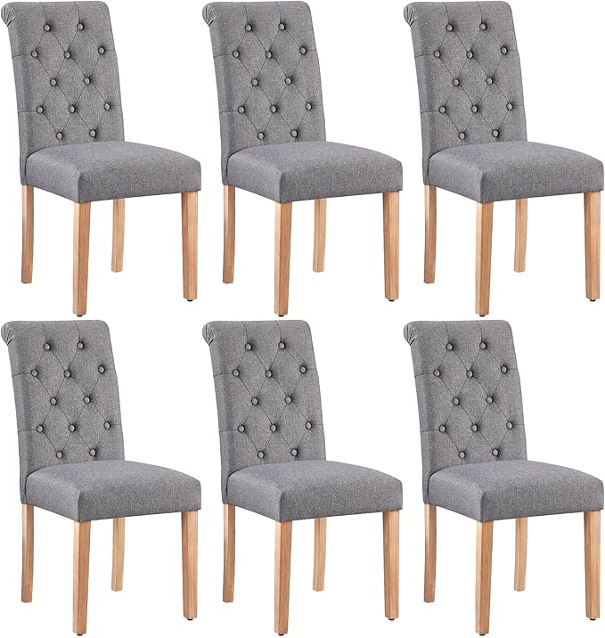 Yaheetech Dining Chairs Set of 6 Fabric Upholstered Dining Room Chairs by Yaheetech