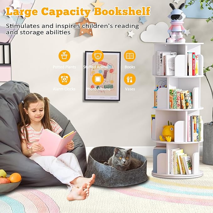 Rotating Bookshelf Tower, 360 Spinning Book Shelf - Image 5