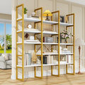 Semoic Large Bookshelf 5 Tiers, Triple Wide Geometric Bookcase, 71 Inches Tall by Semoic