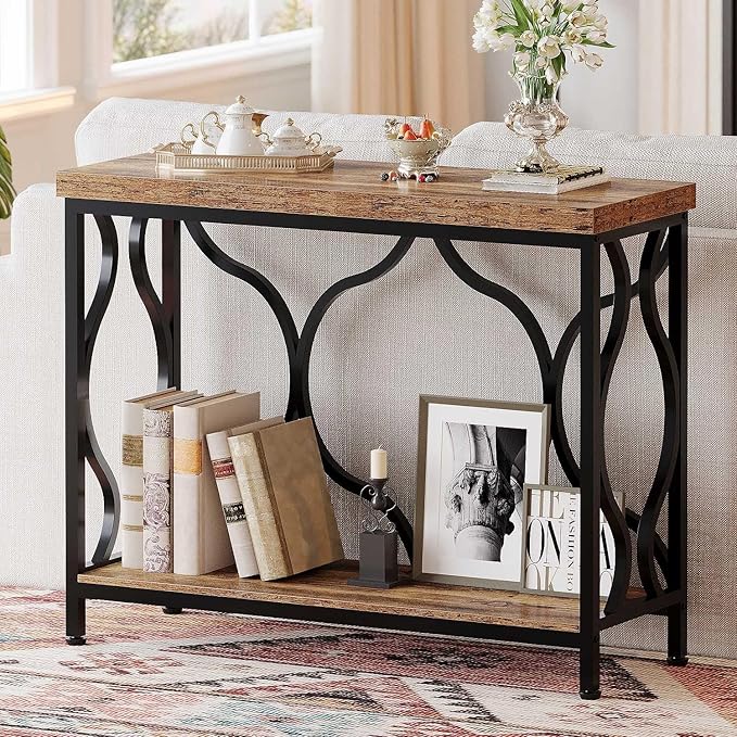 IBF 39.4" Narrow Console Table, Farmhouse Entryway Table in Living Room Hallway by IBF