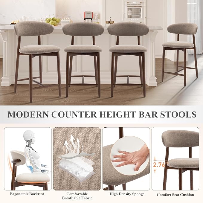 COLAMY Bar Stools Set of 2, Counter Height BarStools - Image 4