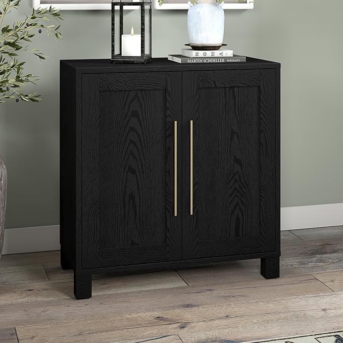 Henn&Hart 28" Wide Rectangular Accent Cabinet in Natural Black, - Image 2