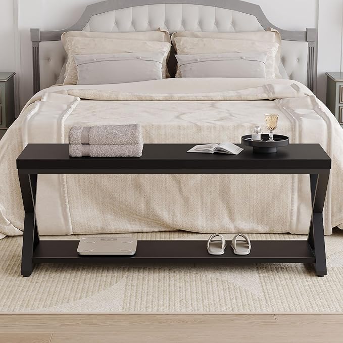 IBF Black Bench, Modern Entryway Bench - Image 7