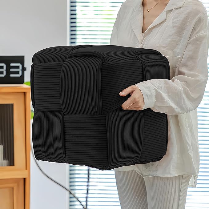 Ottoman Foot Rest Soft and Comfortable Ottoman Square Corduroy Woven Design - Image 2