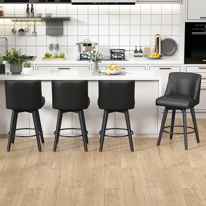 Counter Height Swivel Bar Stools Set of 2, 26 Inch Bar Stools - Image 2