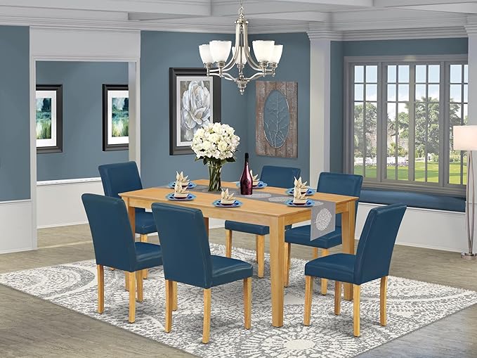 East West Furniture CAAB7-OAK-55 7 Piece Dining Table Set Consist of a - Image 2