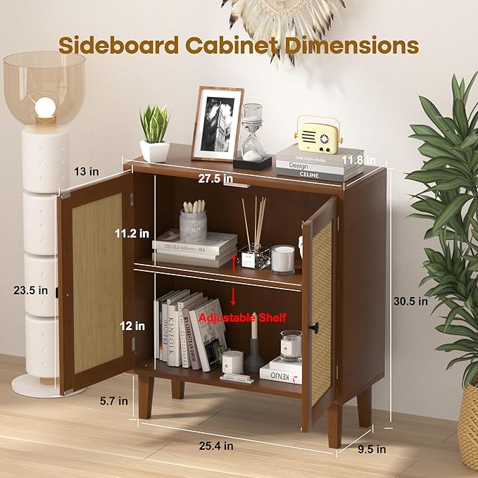 Bamboo Sideboard Buffet Cabinet - Image 3