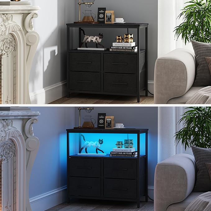 TUTOTAK LED Night Stand with Charging Station, Large Nightstand with USB and - Image 7