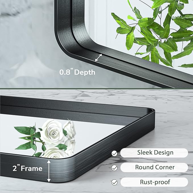 TokeShimi 24 x 30 Inch Black Mirror Wall Mirror - Image 4