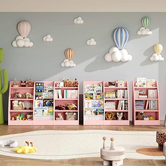 4 Tier Kids Bookshelf, 4 Layer Sling Kids Book Shelf - Image 4